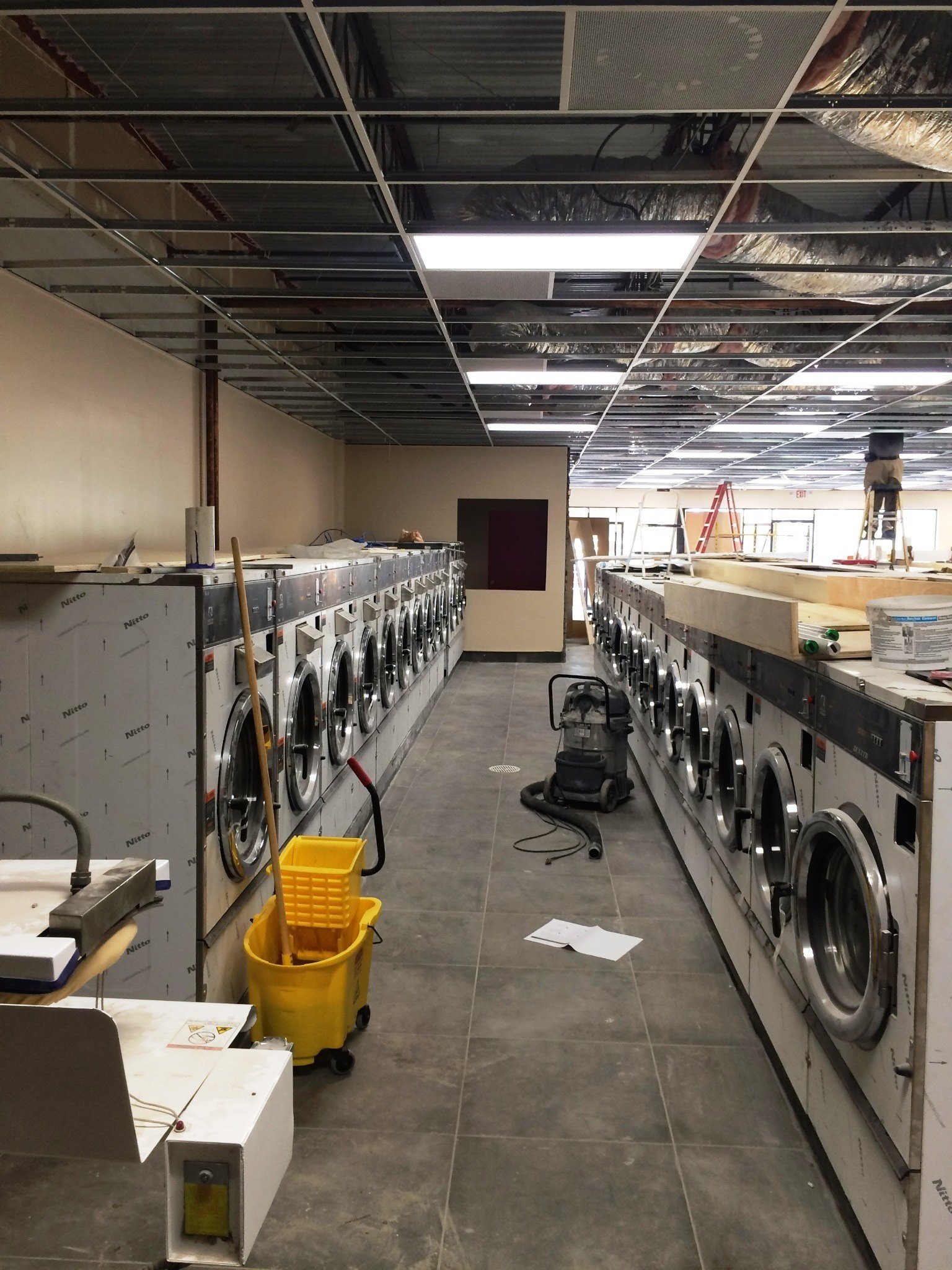 Coin laundry machines installed