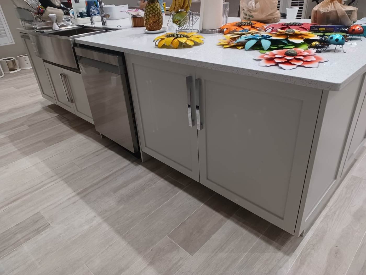 Luxury living room tile installation